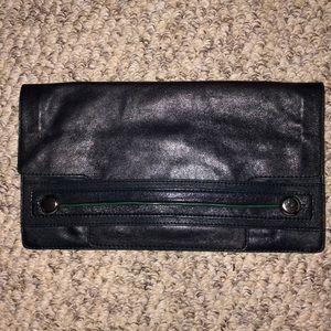 Navy Blue Leather Clutch